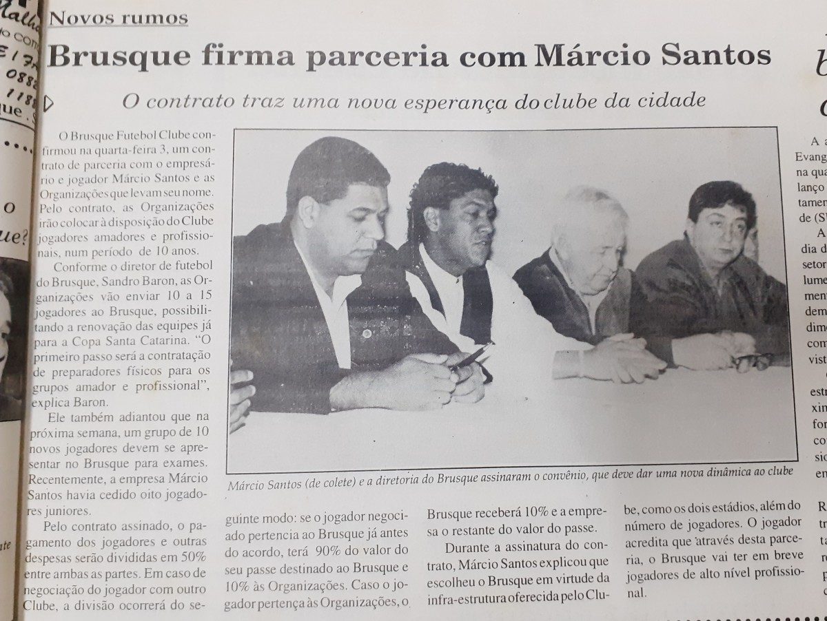 Brusque Márcio Santos parceria 1996