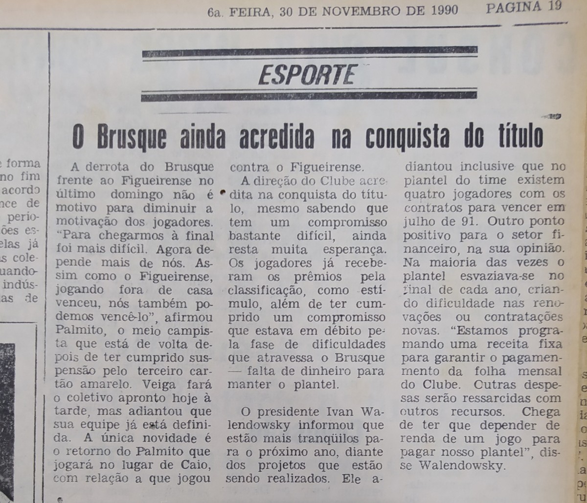 Brusque Figueirense Copa SC 1990
