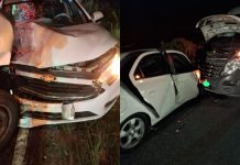 Colisão entre dois veículos deixa três pessoas feridas em Brusque