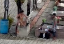 VÍDEO – Mulher é flagrada tomando banho nua em tanque de cemitério no Centro de Brusque
