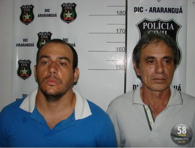 Jeovani Gomes Fernandes, 34 anos, e Nilson Lopes, 49 anos, foram presos em Torres (RS). Eles são suspeitos de vários assaltos em Santa Catarina