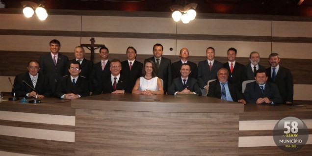 Prefeito Paulo Eccel, vice-prefeito Evandro de Farias (Farinha) e vereadores diplomados