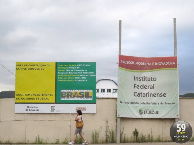 Obras do Campus Brusque do IFC estão paralisadas. Tendência é que nova licitação seja feita, a partir de março